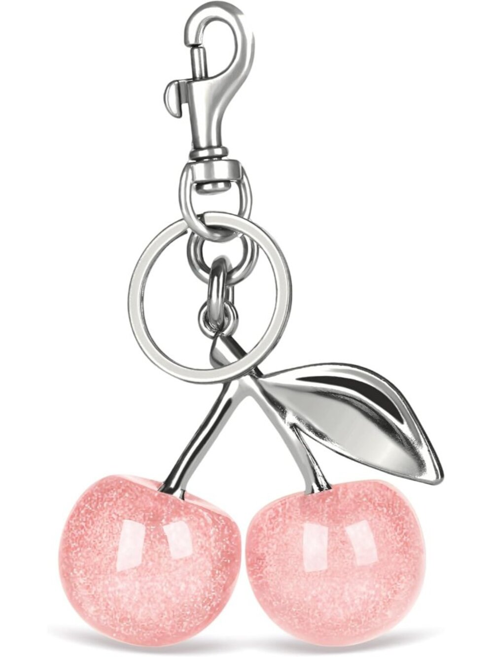 Women' S pink Sparkling Purse Charms Gloss Sparkling Resin Cherry Bag Keychains